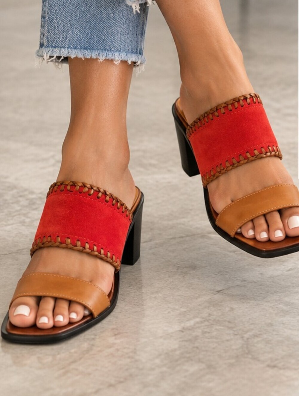 Frye Ashley Mule Sandals Red Brown Size 9.5